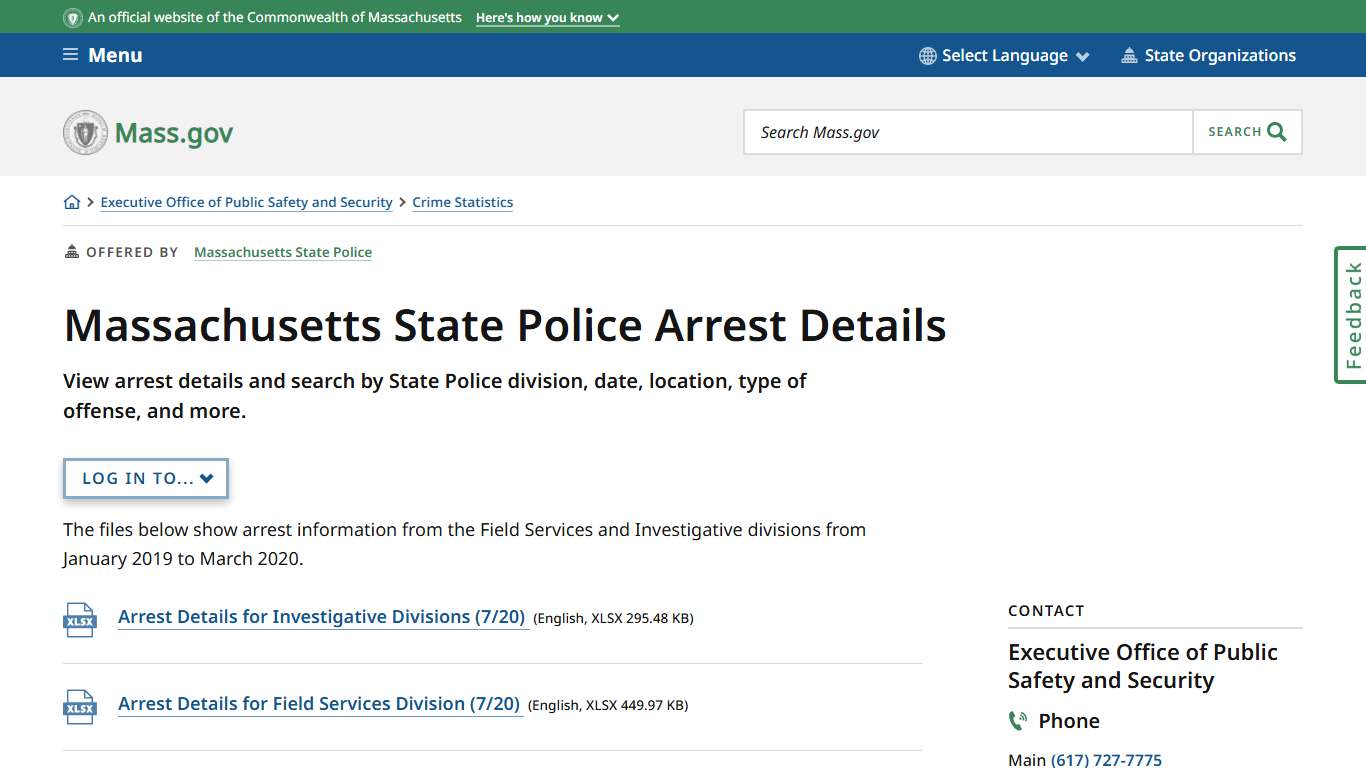 Massachusetts State Police Arrest Details | Mass.gov