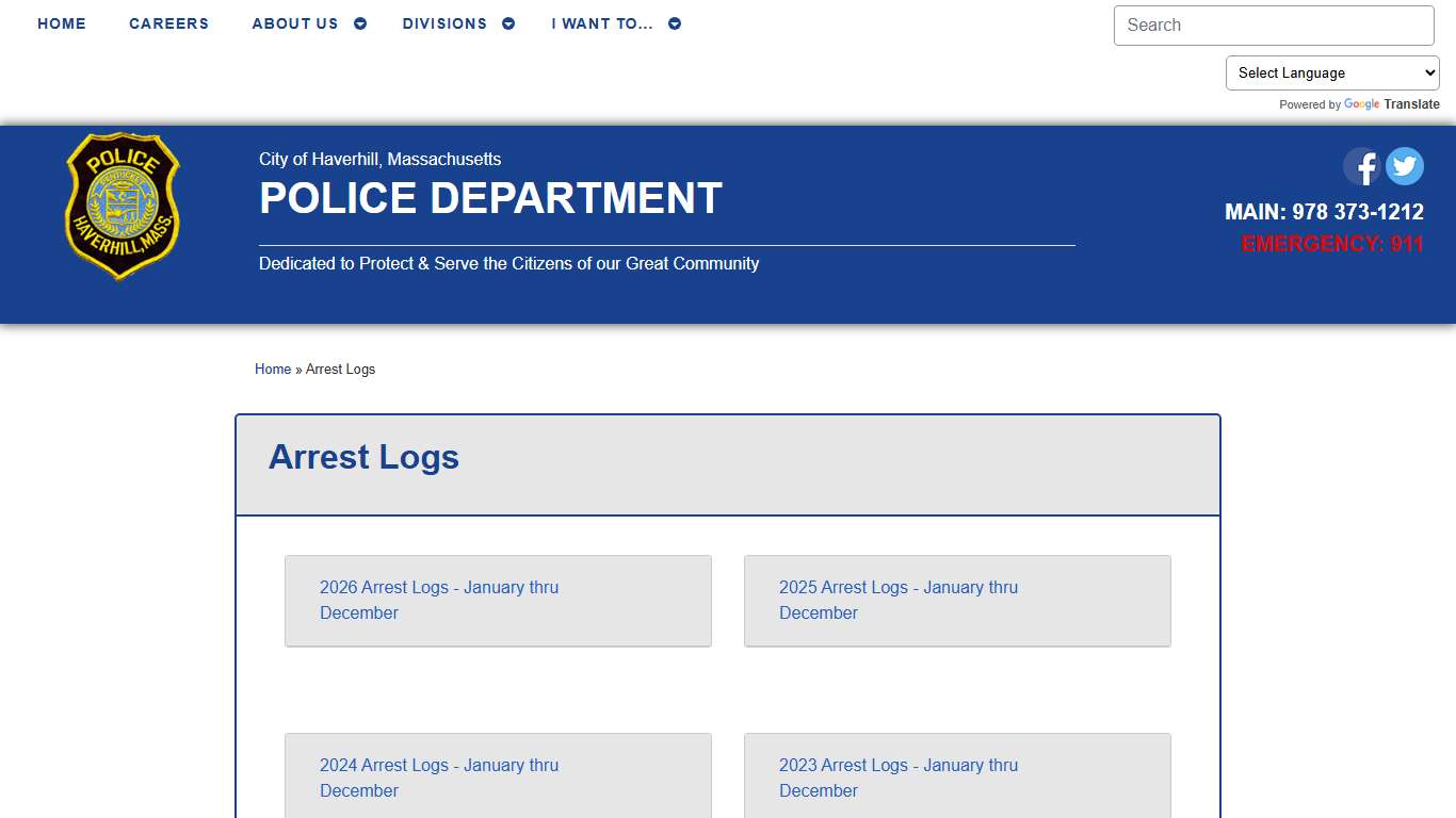 Arrest Logs | Haverhill Police Department