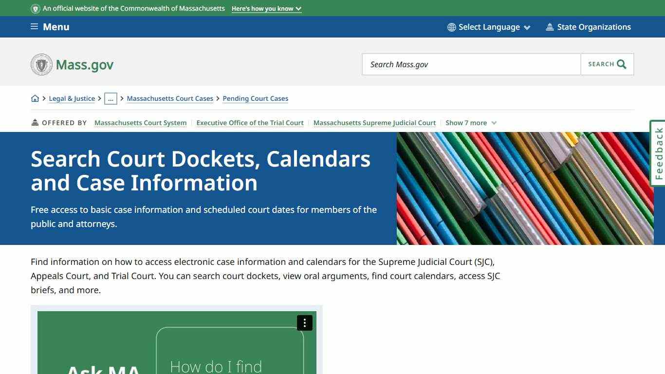 Search Court Dockets, Calendars and Case Information | Mass.gov